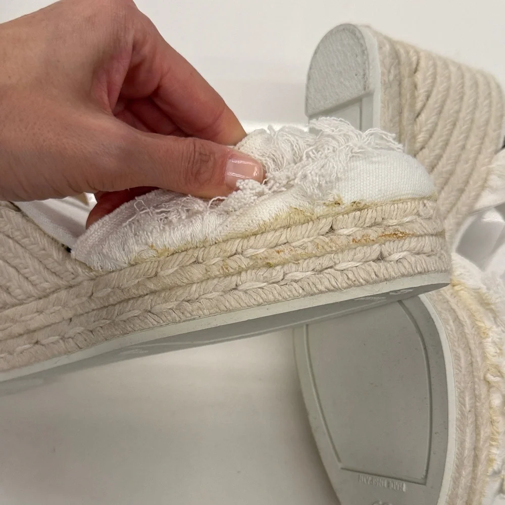 Castaner Cream Fringe Espadrille Wedge Sandals - Picture 4 of 5